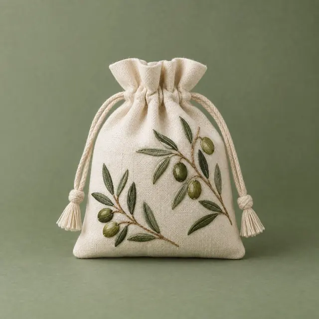 Olive branch embroidered gift pouch