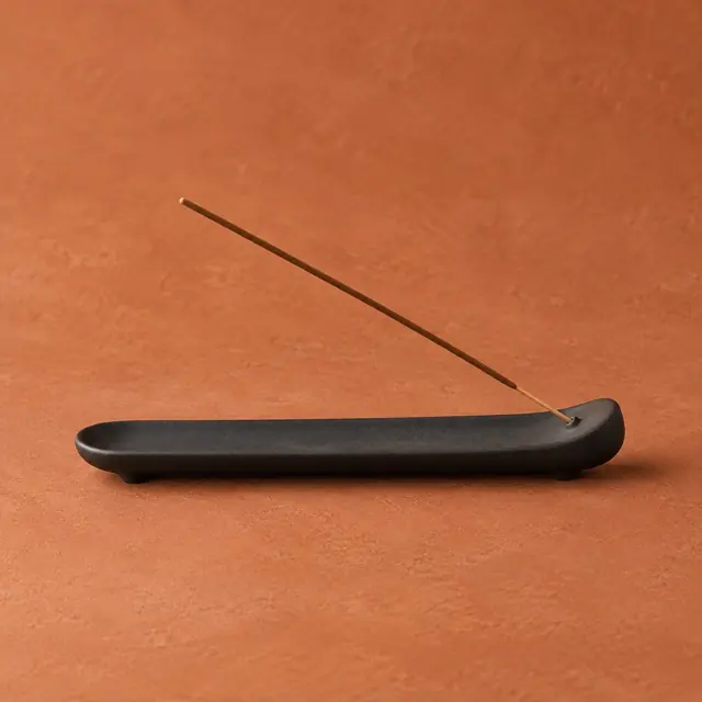 Matte black incense holder