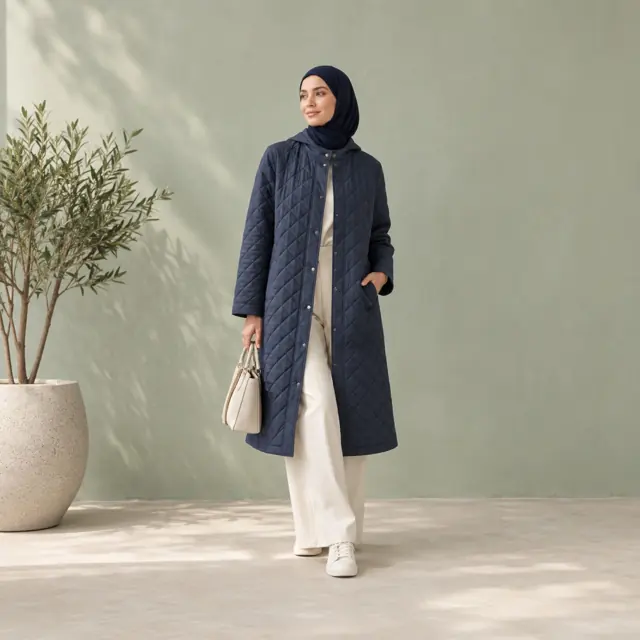 Indigo quilted longline jacket