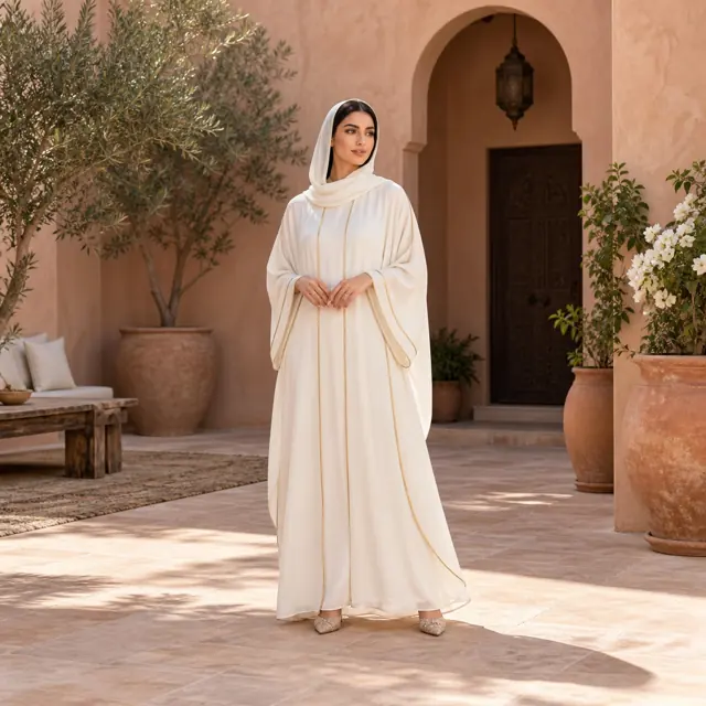 Ivory kaftan · golden edge
