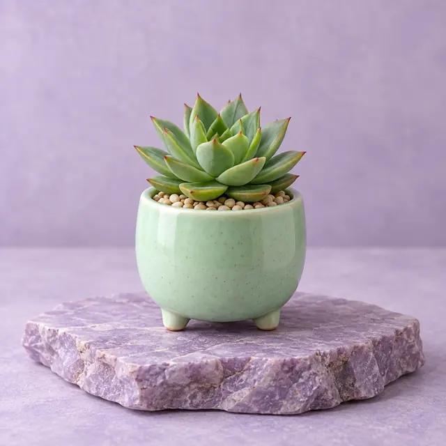 Mint ceramic succulent planter