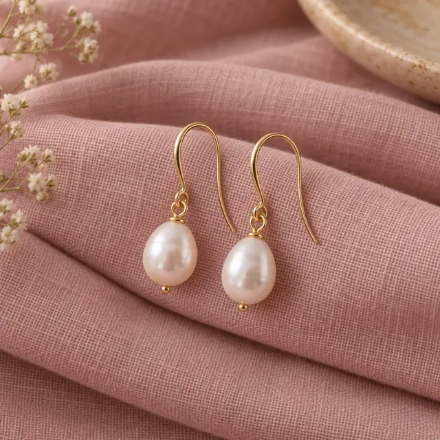 Freshwater pearl drop earrings