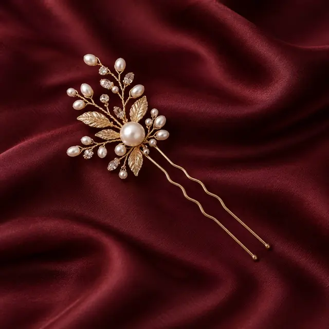 Pearl botanical bridal hairpin