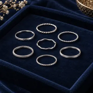 Sterling silver stacking rings · set of seven