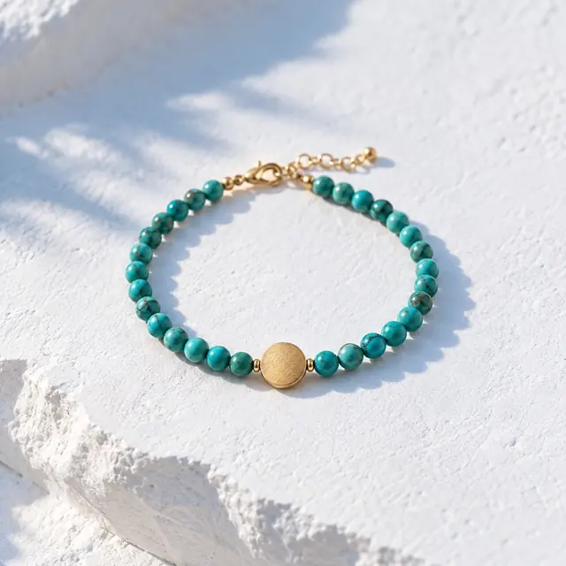 Turquoise bead bracelet · little blue skies